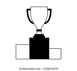 trophy award cup in podium isolated icon