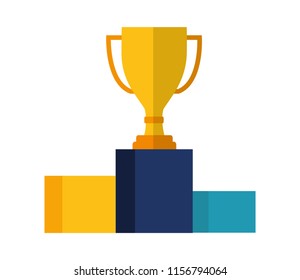 trophy award cup in podium isolated icon