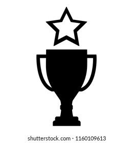 trophy award cup with star isolated icon