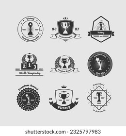 trophy award emblems set, winner award collection, model, ranking, badges, premium award, world championship, victory
