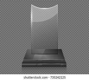 Trophy award glass vector. Empty glass trophy awards