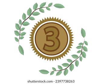 Trophy with award laurel wreath. Leaves victory frame. Floral branch border. Champion winner branch logo. Vector illustration isolated on white background.