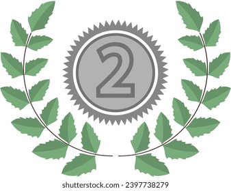 Trophy with award laurel wreath. Leaves victory frame. Floral branch border. Champion winner branch logo. Vector illustration isolated on white background.