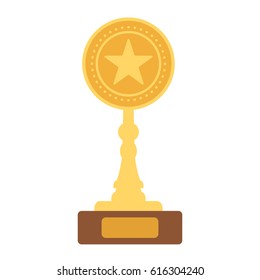Trophy award silhouette cup with star on white background. Vector poster of winning cup