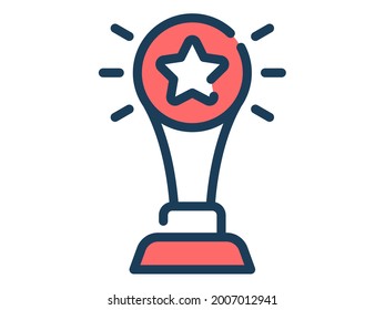 trophy award single isolated icon with dash or dashed line style