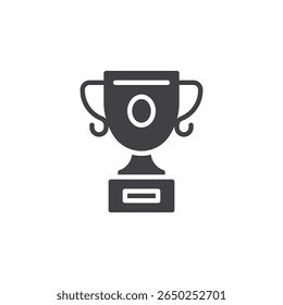 Trophy award solid vector icon. A glyph icon of a classic trophy cup. This icon symbol is ideal for success sign and academic reward symbol use.