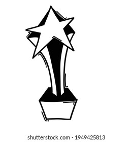 Trophy award star doodle vector icon. Drawing sketch illustration hand drawn line.