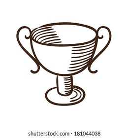 Trophy award symbol. Isolated sketch icon pictogram. Eps 10 vector illustration.