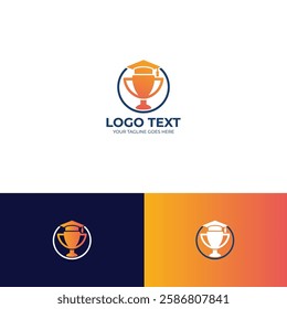 Trophy award vector logo design template