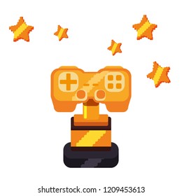 trophy award with video game control
