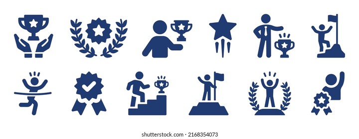 Trophy and awards icon collection. Champion and winner symbol vector illustration.