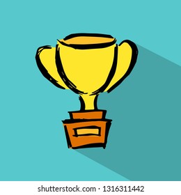 Trophy Awards Icon with Color. Vector Illustration for Graphic Design, Template, Background, Business, Shirt, and More. 