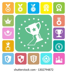 Trophy and awards icons set