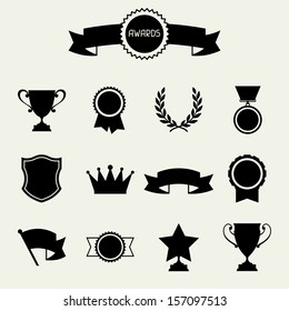 Trophy and awards icons set.