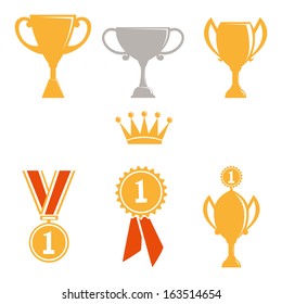 Trophy and awards icons set.