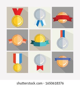 Trophy and awards icons set.