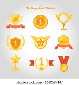 Trophy and awards icons set.