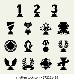 Trophy and awards icons set.