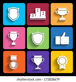 Trophy and awards icons set.