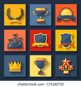 Trophy and awards icons set