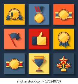 Trophy and awards icons set