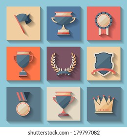 Trophy and awards icons set.