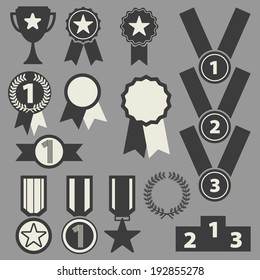 Trophy and awards icons set.