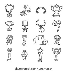 trophy and awards icons set