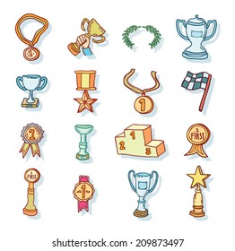 trophy and awards icons set