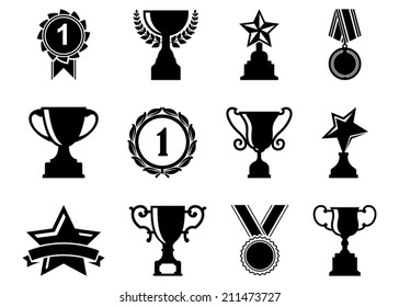 Trophy and awards icons set. 