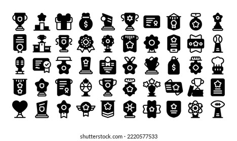 Trophy and awards icons set.