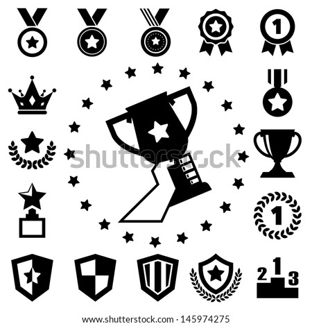 trophy and awards icons set