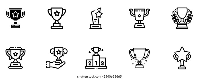 Ícones de troféu e prêmios definidos. editável	