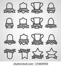 trophy and awards icons set. Vector illustration.