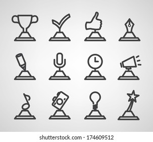 trophy and awards icons set. Vector illustration.