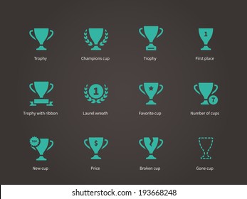 Trophy and awards icons. Vector illustration.