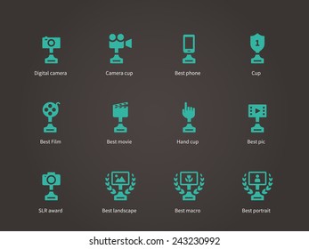 Trophy and awards icons. Vector illustration.