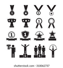 Trophy and awards icons, vector set