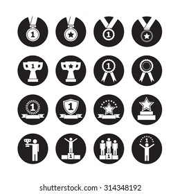 Trophy and awards icons, vector set
