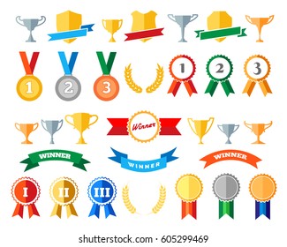 Trophy and awards isolated on white background for diplomas design, vcctor illustration