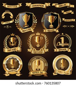 Trophy and awards laurel wreath golden collection