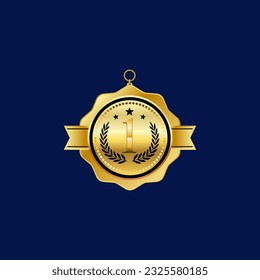 A Trophy Or Awards And Medal For Winners Clip Art Illustration Design. Golden Colors. Metal Symbols Icon Of Success, Championship, And Trophy Clip Art Vector Design.