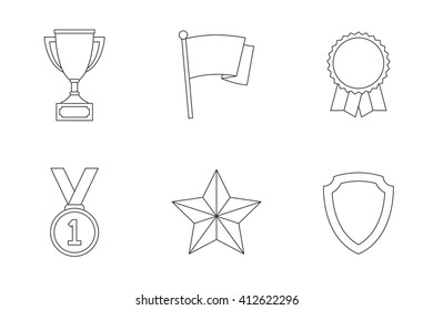 Trophy and awards outline icons