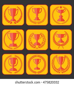 Trophy and awards retro vintage collection vector
