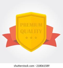 Trophy and awards shield in flat design style