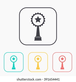trophy and awards with star color icon set