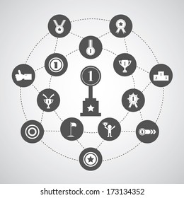 trophy and awards symbol on gray background 