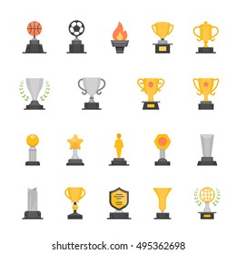 Trophy Awards vector color icons set