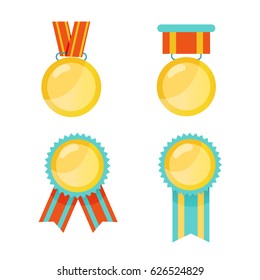 Trophy and awards vector set on a white background. Flat design