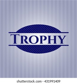 Insignia de trofeo con fondo de denim